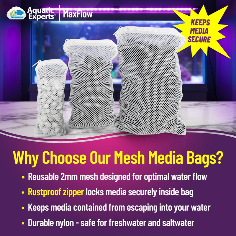 Aquatic Experts Max Flow Filter Media Bags - Secure Zipper Bags for Fish Tank, Aquarium and Pond, 5" x 9" - 4 Pack - Image 2